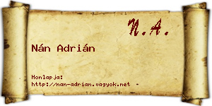Nán Adrián névjegykártya
